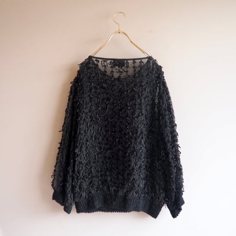 made in W.Germany ribbon design sheer blouse