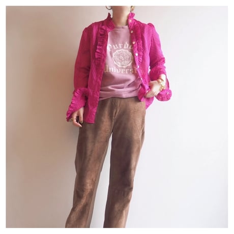 "Josephine" semi sheer ruffle blouse