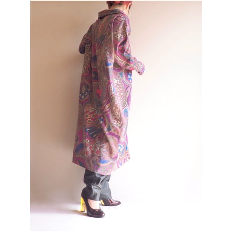 80s floral × paisley oversized design midi dress