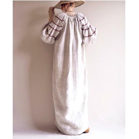 vintage ukrainian embroidered linen maxi dress