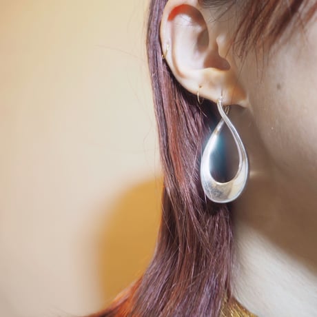 vintage silver925 wave hoop earrings