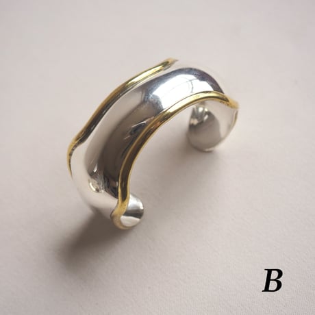 vintage "LATON" Mexican silver × brass wave cuff bangle