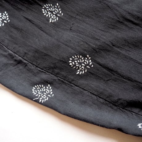 70s block print volume sleeve cotton maxi dress