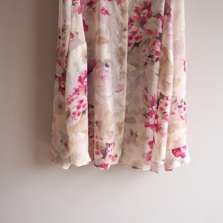 "CHAPS" semi sheer floral blouse
