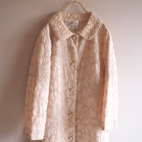 60〜70s "Selber Bros" floral quilted maxi robe
