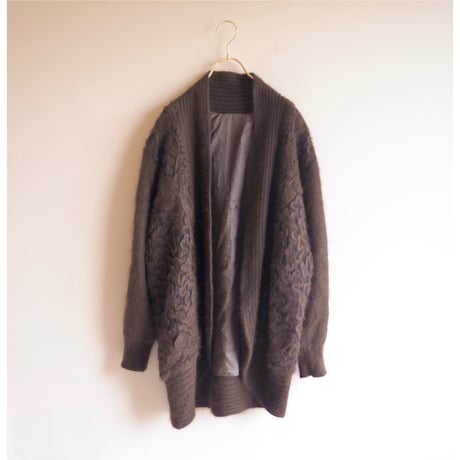 vintage angora floral design cardigan