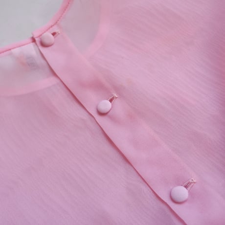 60s "TREVIRA" pleated sleeveless sheer blouse