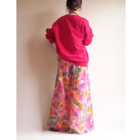 70s ”Adelaar" floral metallic easy wide pants