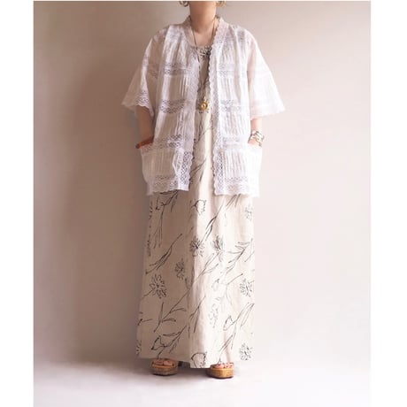 "JOHN PAUL RICHARD" floral linen sleeveless maxi dress