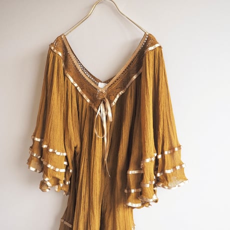 vintage mexican gauze flare sleeve blouse