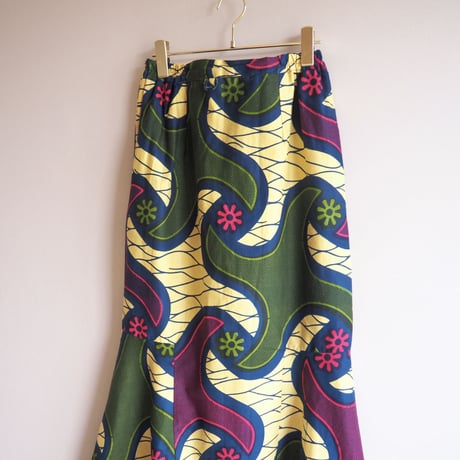 vintage african batik mermaid maxi skirt
