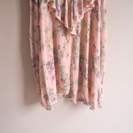 80s "Diane Freis" floral silk ruffle blouse