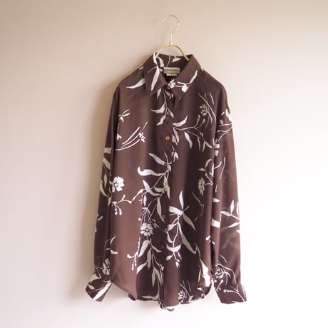"Coldwater Creek" brown sheer floral blouse