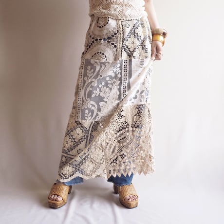 original remake lace patchwork maxi skirt B