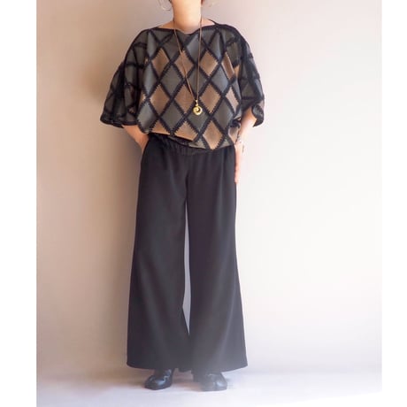 vintage leather × crochet patchwork tops