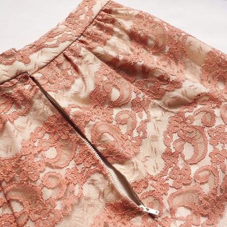 80s peach lace maxi skirt