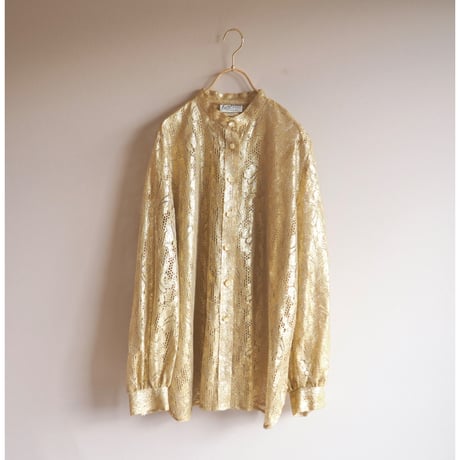 60〜70s "Lady Winn of California by Teddi" gold lace blouse