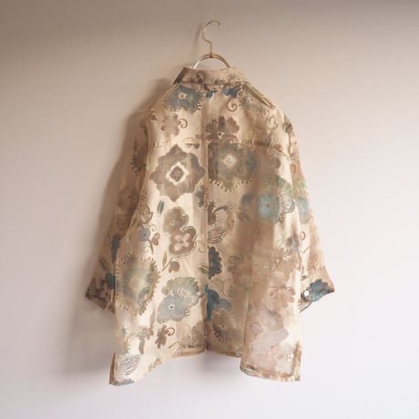 "West End" abstract floral sheer blouse