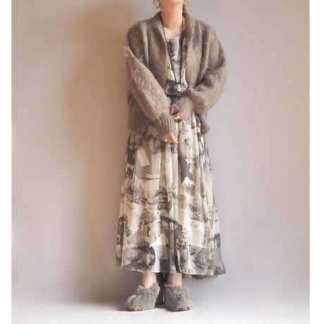 "Varansel" shawl collar fuzzy cardigan