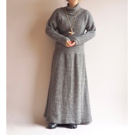 vintage mock neck knit maxi dress