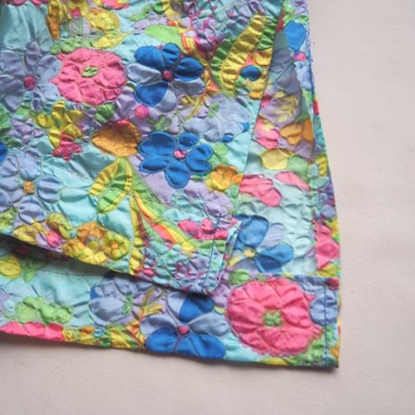 60〜70s quilted floral house maxi dress