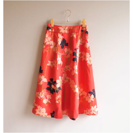 70s  floral flare midi skirt