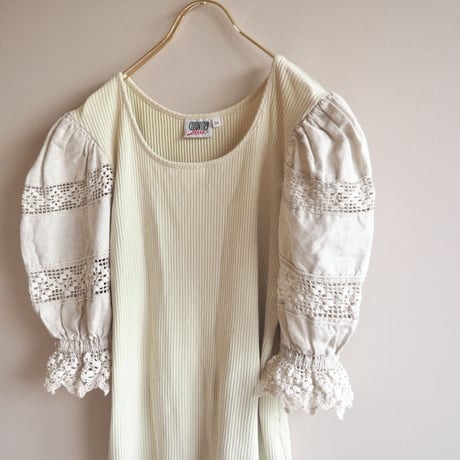 80s crochet puff sleeve tops