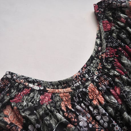 70s〜 floral semi sheer midi dress