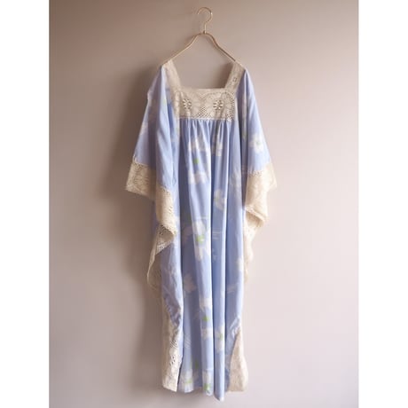 70s "Sears Fashions" floral lace kaftan dress