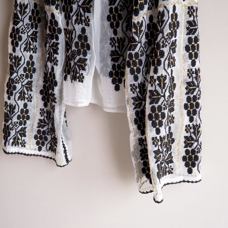 50s romanian sheer embroidered blouse