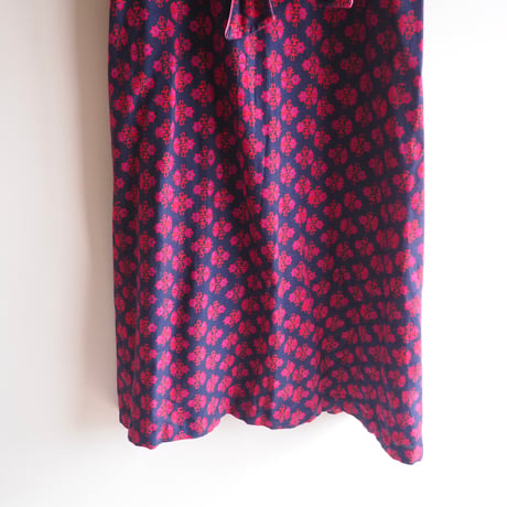 vintage floral hand print wrap maxi skirt