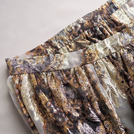 70s floral metallic wrap maxi skirt