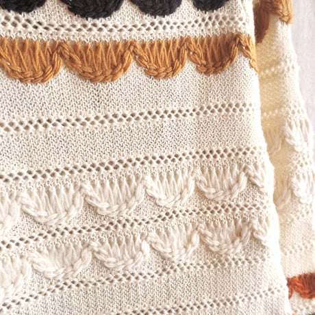 70s boho scallop square neck sweater