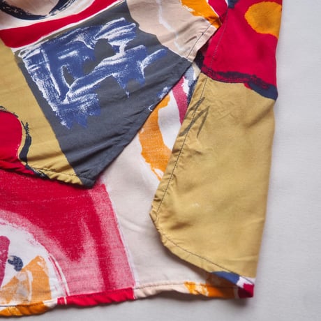 vintage abstract print oversized s/s blouse