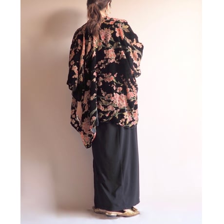 vintage floral velvet burnout robe