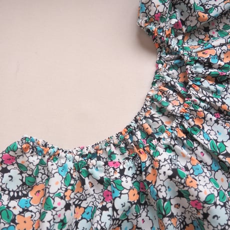 80s〜 flare sleeve floral maxi dress
