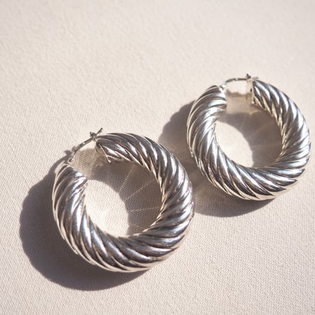 vintage silver925 chunky swirl hoop earrings