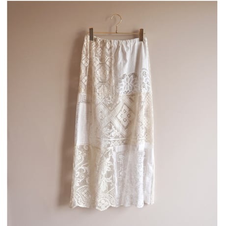 original remake lace patchwork maxi skirt (WH)