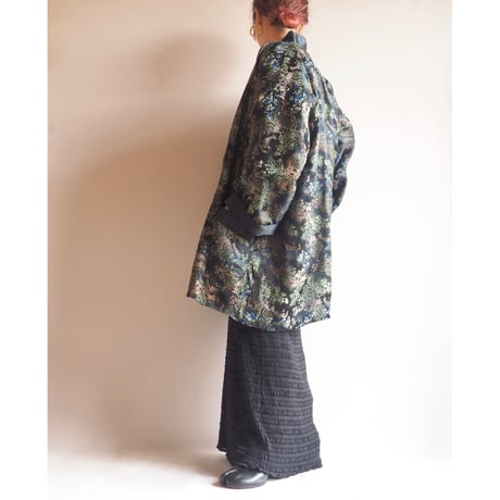 70〜80s black chinese brocade robe