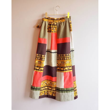 70s boho patchwork maxi skirt