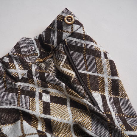 70s "Jan Celeste Ltd." metallic plaid maxi skirt