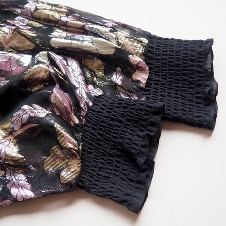 70〜80s "Andree Gaye" metallic floral blouse