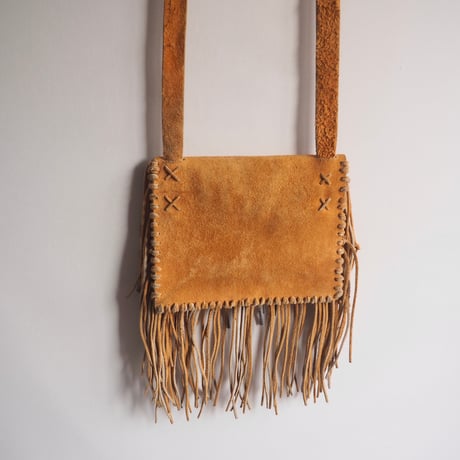 70〜80s fringe beaded suede bag