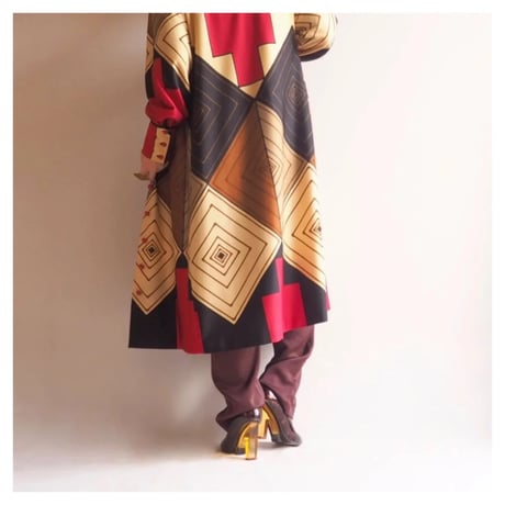 70s geometric design midi dress