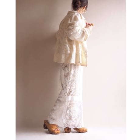original remake lace patchwork maxi skirt 【A】