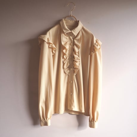 70s〜 pastel yellow ruffle blouse
