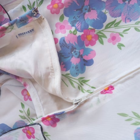 70s "HOGEVEEN" sheer floral midi dress