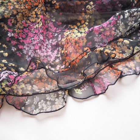 70〜80s floral sheer maxi dress