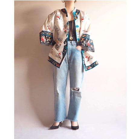 60〜70s chinese floral embroidered jacket