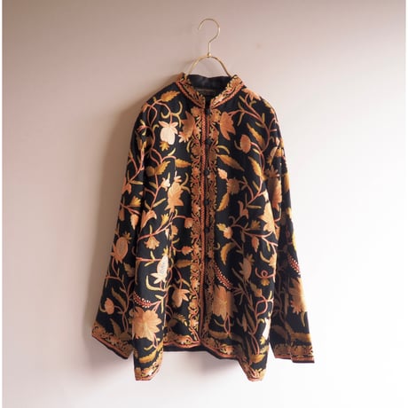 vintage floral embroidered kashmir jacket